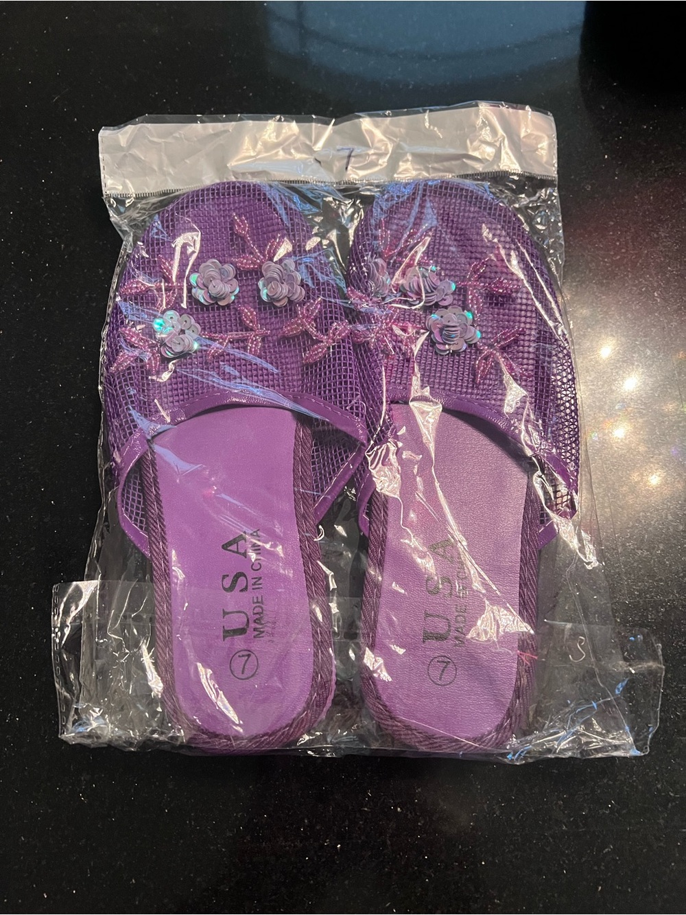 Purple Floral Mesh Women's Slide Slippers